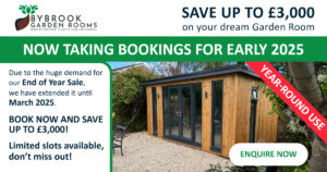 now taking bookings for early 2025, save up to £3,000 on your new garden room